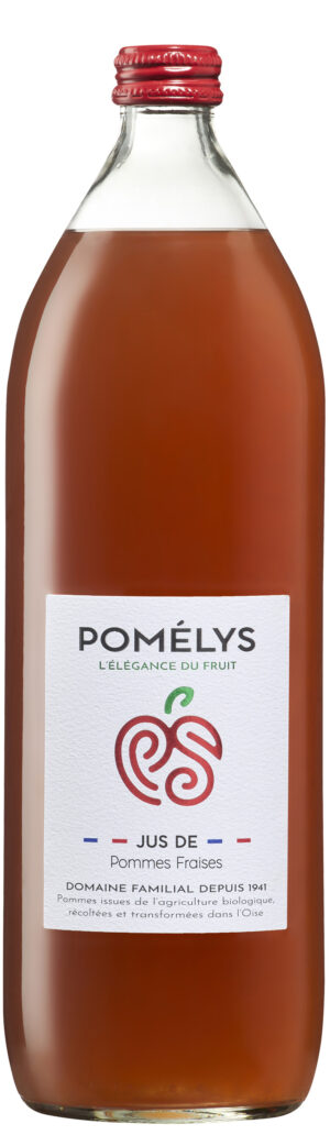 Bouteille de jus de pommes-fraises bio Pomélys