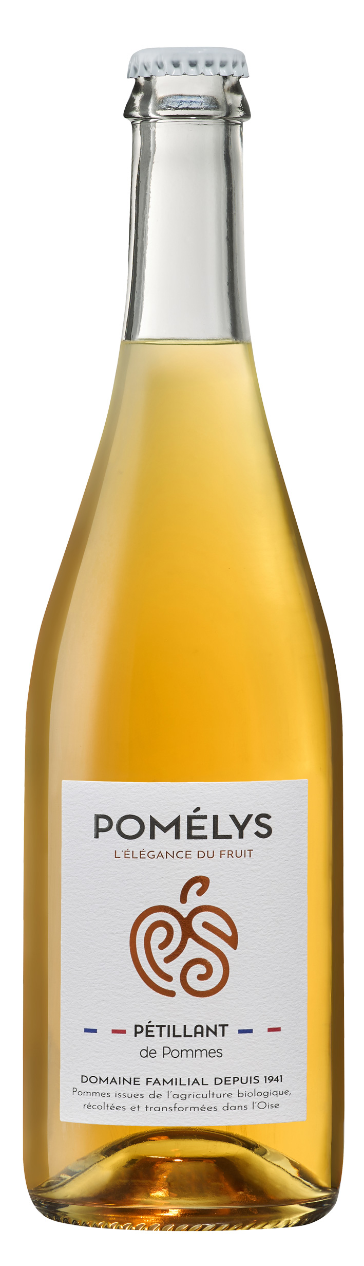 Bouteille de pétillant de pommes bio Pomélys